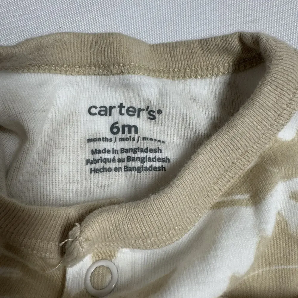 Carter's Dinosaur Romper Baby Boy Size 6 Months Beige and White